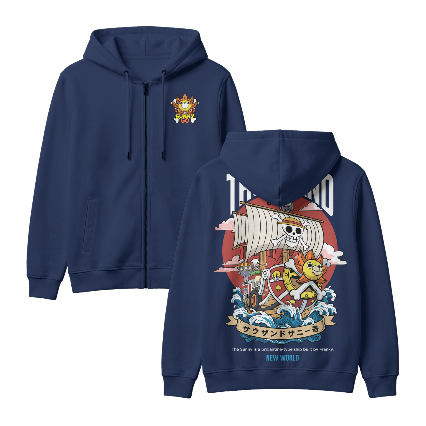 Anime One Piece Thousand Sunny Zip-up Hoodie - RZM016